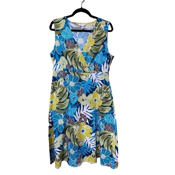 Floral sundress by Croft & Barrow stretch SZ 16 sleeveless 97%cotton 3%spandex - Picture 2 of 5